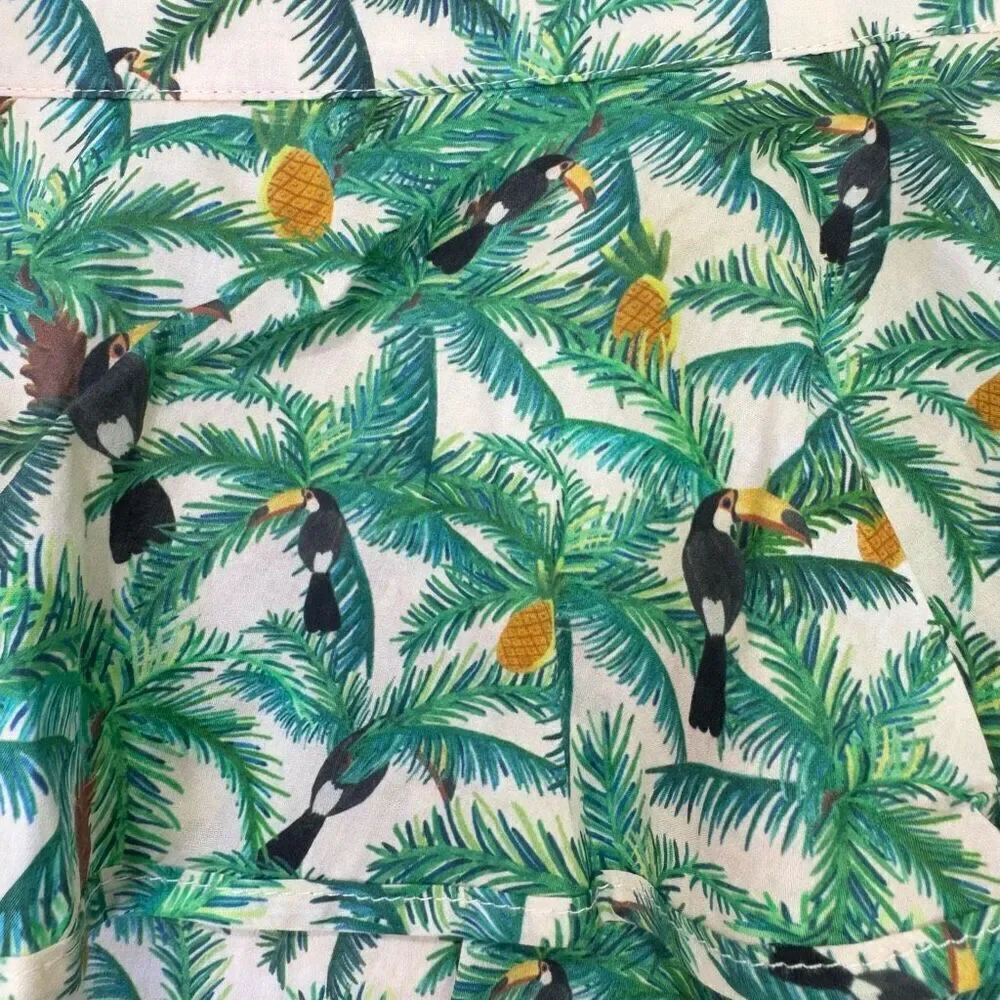 Farm Rio Tropical Toucans Print Ruffles Layered Mini Skirt Green Size Small - Picture 6 of 9